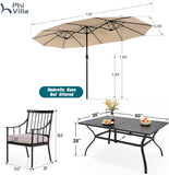 PHI VILLA 7 Piece Patio Dining Set, Rectangular Metal Table