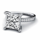 Oseew 10k gold Radiant Cut Engagement Rings 2ct Moissanite Engagement Rings for Women With Engraving Text(White gold)