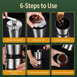 BOMANSI BOMS Manual Coffee Grinder - 8 Adjustable Coarseness Settings, Hand Crank Coffee Mill, Large Capacity, Portable Hand Coffee Grinder