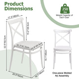WOOW DEPOT 6 Pack X Back Plastic Stackable Outdoor Patio Chairs, White
