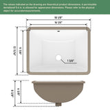 Couoko Undermount Bathroom Sink 18x14 Inch White Rectangle Porcelain Vessel Sinks with Curves Bottom Deep Basin with Overflow Lavatory Vanity Sink Mounted Under the Counter