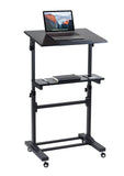 Mobile Stand Up Desk, Portable Podium and Presentation Lectern Height-Adjustable Multi-Purpose Standing Workstation,Black. Mount-It!