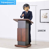 Portable Podium Stand Mobile Lectern with Locking Wheels and Adjustable Microphone Stand