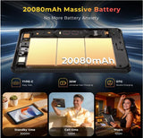 CHANDUELEC R9 Plus Rugged Tablet 11 inch Android 14 Tablets, 20080mAh Waterproof Tablet, 2K 24GB+512GB/2TB TF Work Tablets, 64MP+16MP Octa-Core IP68&IP69K/4G Dual SIM/5G WiFi/Face ID/GPS/OTG