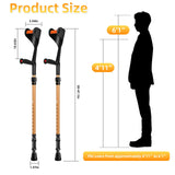 FUSHIDE Forearm Crutches for Adults,Crutches for Men or Women, Lightweight Elbow Crutches, 10-Level Adjustable Height, 3-Part Removable Crutches with Rubber Handles, Gold, 1Pair