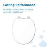 Gerber Round Front Toilet Seat with Cover, Soft Close, No Slam, Quick & Easy Install, Heavy-Duty Plastic, Durable & Fade-Resistant, White GC550129