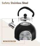Premium Stainless Steel Tea Kettle for Stove Top - 2 Quart Classic Stovetop Teapot, Loud Whistle Kettle with Ergonomic Handle - Ideal for Hot Water & Tea,Coffee & Kitchen Decor(black)