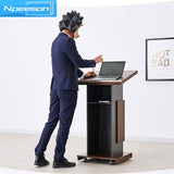 Portable Podium Stand Mobile Lectern with Locking Wheels and Adjustable Microphone Stand