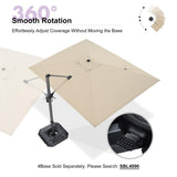 PURPLE LEAF Cantilever Umbrella 9' x 11.5' Rectangle 360° Rotation Beige
