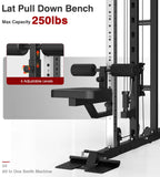 DONOW Smith Machine with Weight Stacks, Power Cage Home Gym System with LAT Pulldown Cable Crossover Multi-Functional Trainer with Dual Pulley System with Weight Bench Cast Iron Weight Plates 240lbs