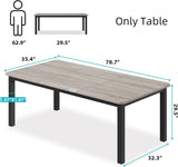 Dining Table for 6-8 People, 78.7" Long Kitchen Table with Sturdy Metal Frame & Seats 6 Rectangular Counter for Dinner