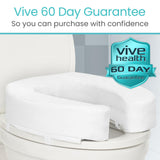 Vive Toilet Seat Riser Cushion for Seniors - Universal Fit - Raised Toilet Seat with High-Density Foam for Elongated & Standard - Firm Handle, Cushioned & Padded - Elevated Medical Handicap Lifter