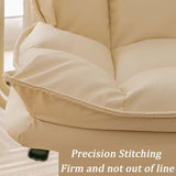 Mid‑Back Leather No‑Wheel Office Chair for Reception Conference Home Office