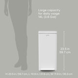 Compost Genie Kitchen Compost Bin, White Stainless-Steel Large, 3.6 Gallon, Indoor Odorless Composting, Hands-Free, Washable Parts, Includes 8 Tear-Off Compostable Bags and 4 Carbon Filters
