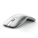 Bluetooth Wireless Arc Travel Mouse, Bluetooth 5.0/4.0 & 2.4G Tri-Mode, Rotating Foldable Ergonomic Mice, Type-C Rechargeable Multi-Device for Microsoft Laptop, PC, MacBook, Chromebook,Lenovo - Silver