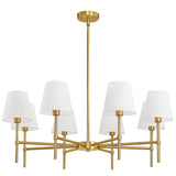 RUIYEY Dining Room Chandeliers Light - 8-Light Gold Modern Chandelier with Fabric Shade, Height Adjustable Mid Century Ceiling Lighting Fixture for Bedroom Kitchen Entryway Foyer