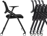 10 Pack Stackable Conference Room Chairs with Wheels and Paddle, Ergonomic Mesh Back and Arms for Meeting