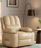 Garvee 22" Power Recliner Chair for Adults with Massage and Heat 360° Swivel Oversized Leather Recliner Chair Large Seat Width with USB Ports & Side Pockets for Living Room Bedroom Relaxation, Beige