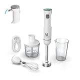 Cordless Hand Blender, UTALENT Variable Speed Immersion Blender Rechargeable, with 500ml Chopper, 600ml container, Egg Whisk, for Smoothies, Baby Food and Soups – White