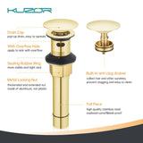 KUZOR 2-Pack Pop Up Bathroom Sink Drain with Overflow - Fits 1-5/8" to 2" Holes, Glod 304 Stainless Steel for Vanity/Vessel Sink