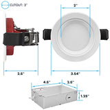 LUXRITE 3 Inch Ultra Thin LED Fire Rated Recessed Lights, 5CCT 2700K/3000K/3500K/4000K/5000K, 2 Hour Fire Rating, 550LM, 6.5 Watt, Dimmable, Baffle, IC & Wet Rated, UL Listed (12 Pack)