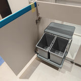 Under Cabinet Double Pull-Out Trash Can & 7L Kitchen Recycling Bin - Heavy-Duty Dual Waste Container for Efficient Garbage Sorting & Space-Saving Organization