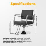 Marsyyds Salon Barber Chair, 360° Degrees Multi-Function Salon Chair for Hair Stylist 440lbs Capacity Adjustable Beauty Spa Hair Styling Chair w/Footrest for Barber Shops & Homes (Black+Silver)
