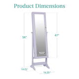 Best Choice Products Freestanding Jewelry Armoire Cabinet, Full Length Standing Mirror, Lockable Makeup Storage Organizer, w/Velvet Lining, 3 Angles, Lock, Accessory Pouch, 5 Shelves - Lavender