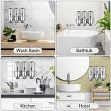 No-Drill 3 Pack 500ml Wall Mounted soap Dispenser for Bathroom and Kitchen, Shampoo and Conditioner Dispenser Drill Free with Adhesive(Round-Silve)