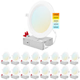 Luxrite 16-Pack 6 Inch Ultra Thin LED Recessed Lighting, 14W, 5 Color Selectable 2700K | 3000K | 3500K | 4000K | 5000K, CRI 90, 1150 Lumens, Dimmable LED Wafer Lights, Wet Rated, IC Rated, Baffle Trim
