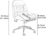 Modern Armless Office Desk Chair with Wheels, 360° Swivel Upholstered Leather Vani Chair, Adjuble Height from 83-93cm, Slish Apricot Color for Home or Study Use