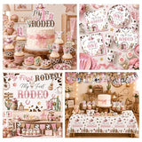 My First Rodeo Decorations Girl,220pcs Western Cowgirl First Rodeo Birthday Decorations Girl Plates and Napkins Cups Banner Backdrop Tablecloth Cake Topper Balloon for Rodeo Theme Party Decorations