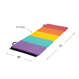 HearthSong 5-Panel Colorful Rainbow Folding Kids' Gymnastics Tumbling Mat for Active Play, with Carrying Handles, 77 Inches Long x 30 Inches Wide HearthSong