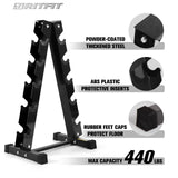 RITFIT Rubber Hex Dumbbells Set with Rack, 180-780LB Heavy-Duty Cast Iron Core, Knurled Chrome Handle, Space-Saving Storage Rack for Home Gym Strength Training