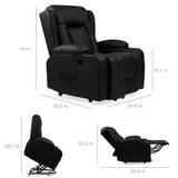 Best Choice Products PU Leather Electric Power Lift Chair, Recliner Massage Chair, Adjustable Furniture for Back, Legs w/ 3 Positions, USB Port, Heat, Cupholders, Easy-to-Reach Side Button - Black