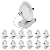 LUXRITE 6 Inch LED Regressed Mini Panel, Recessed Light, 5CCT 2700K-5000K, Dim to Warm, Switchable 12/15W, 770/1150 Lumens, CRI90, Dual Dimmable (TRIAC/0–10V), 100°, Canless Spotlight, ETL (12 Pack)