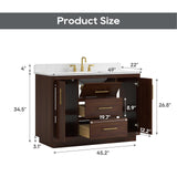 DELUXE LIVING 48 Inch Bathroom Vanity with Sink, Fully-Assembled, Warm Elm