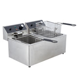 GarveeHome Commercial Deep Fryer - 12 L x 2 Dual Tank, 24 L /25 QT Capacity, 3600W, 110V, with 2 Frying Baskets, Countertop Deep Fryer with Temperature Control, Perfect for Kitchen & Restaurant