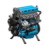 MechPuConToy Engine Model That Runs, DM111 3D Metal Turbocharged Inline-Four Car Engine Mechanical Engineering DIY Assembly L4 Engine Model Kit, Physics Experiment Set for Kids Adults (364+PCS)