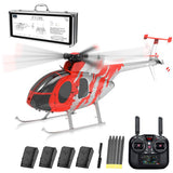 rcxperts YU Xiang F119S MD500 Remote Control Helicopter, 1/16 2.4G 9CH 250-Class 6-Axis Gyro Military RC Helicopter with 6G/3D Switchable Modes and Optical Flow for Adult(Red & Sliver/4 Battery)
