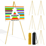 JEAWIWI 6 Pcs Lightweight Easel Stand, 66 Inch, Gold, with Portable Bags