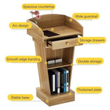 Office Podium Stand Curved Lectern for Churches Portable Pulpit Desk Floor-Standing Hostess Stand Wooden Reception Podiums