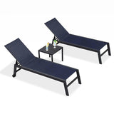 PURPLE LEAF Patio Lounge Chairs Set of 2 with Wheels, Adjustable, Navy Blue