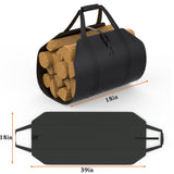 WALMANN Heavy-Duty Firewood Rack with Waterproof Cover & Firewood Carry Bag, 4ft Outdoor Indoor Wood Log Holder for Fireplace, Patio & Porch, Sturdy Steel Fire Wood Storage Stand