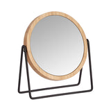 Vanity Round Mirror with Bamboo Rim Amazon Basics