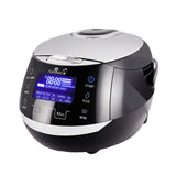 Rice Cooker with Ceramic Bowl and Advanced Fuzzy Logic (8 Cup, 1.5 Litre) | (Black and Silver) Yum Asia