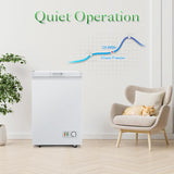 Chest Freezer 4.2 Cubic Feet Deep Freezer with Removable Storage Basket 7 Adjustable Temperature Energy Saving, Super Quiet for Garage, Office, Kitchen, or Apartment