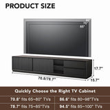 Quvex 71" TV Stand for TVs up to 80", Mid Century Modern Entertainment Center with Fluted Sliding Doors, Drawers, Cord Management & Adjustable Shelves, Wooden Media Console for Living Room, Black