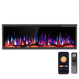 R.W.FLAME 50" Recessed and Wall Mounted Smart Electric Fireplace, Alexa/WiFi Enabled, APP Control with Multiple Sound Modes, Adjustable Flame Colors and Speed, Available with Log & Crystal Options