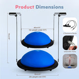 kisnbld Half Balance Ball Trainer, Inflatable Half Exercise Ball Balance Trainer with Pilates Ball & Resistance Bands, Non-slip Half Yoga Ball for Home Gym Full Body Workouts kisnbld